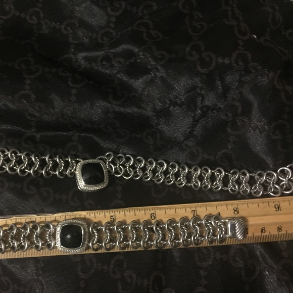 DAVID YURMAN Albion Black Onyx Diamond Double Row Atlas Necklace & Bracelet - Picture 2 of 7